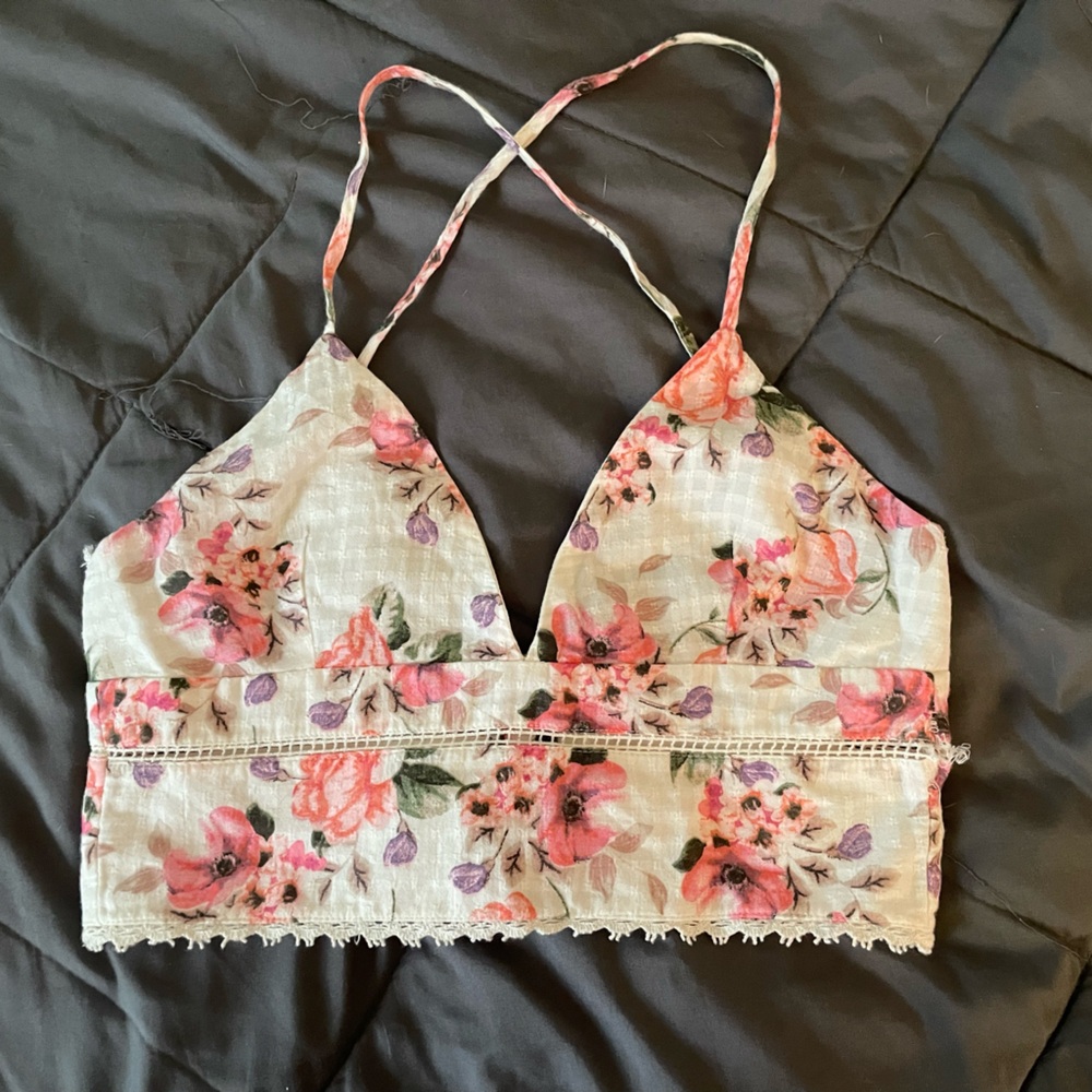 Zara Floral White and Pink Blouse